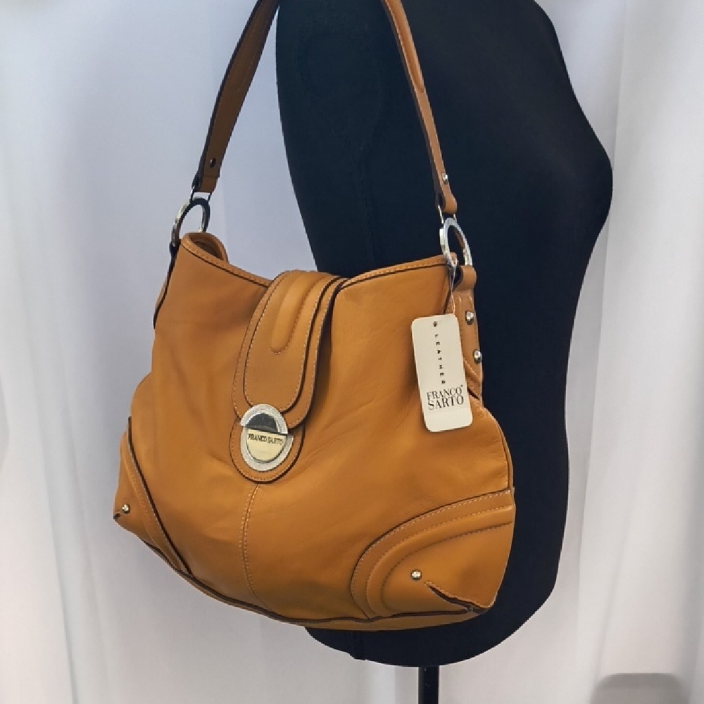 New Franco Sarto Leather Shoulder Bag With Silver Hardware